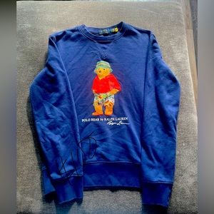 POLO RALPH LAUREN Navy Beach POLO BEAR Fleece Crewneck Sweatshirt